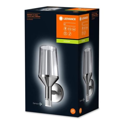 Ledvance - Lámpara de pared exterior con sensor CALICE 1xE27/60W/230V IP44