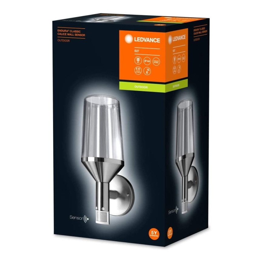 Ledvance - Lámpara de pared exterior con sensor CALICE 1xE27/60W/230V IP44