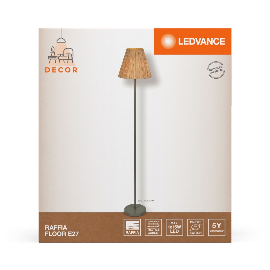 Ledvance - Lámpara de pie DECOR RAFFIA 1xE27/15W/230V rafia
