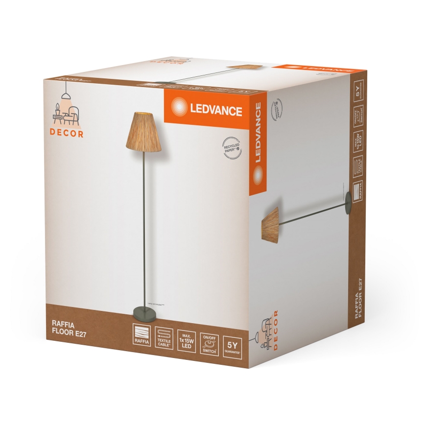 Ledvance - Lámpara de pie DECOR RAFFIA 1xE27/15W/230V rafia