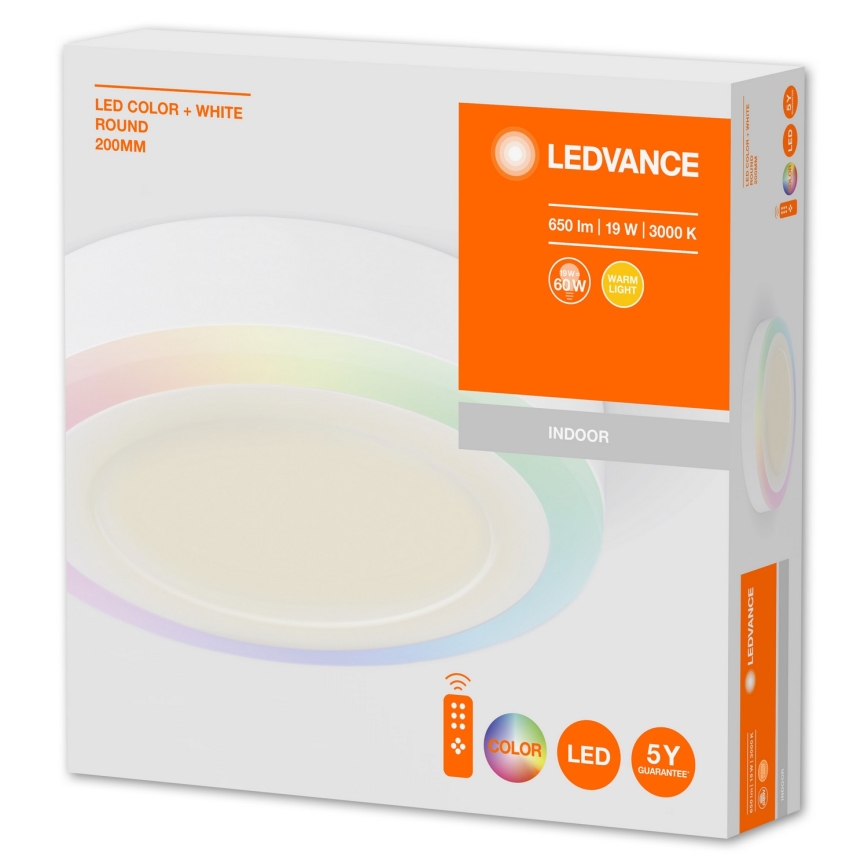 Ledvance - Lámpara de techo LED RGB regulable LED/19W/230V + mando a distancia