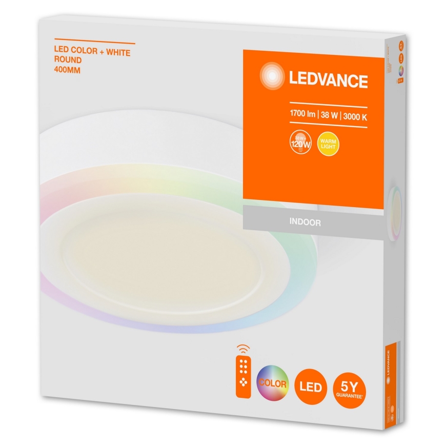 Ledvance - Lámpara de techo LED RGB regulable LED/38W/230V + mando a distancia