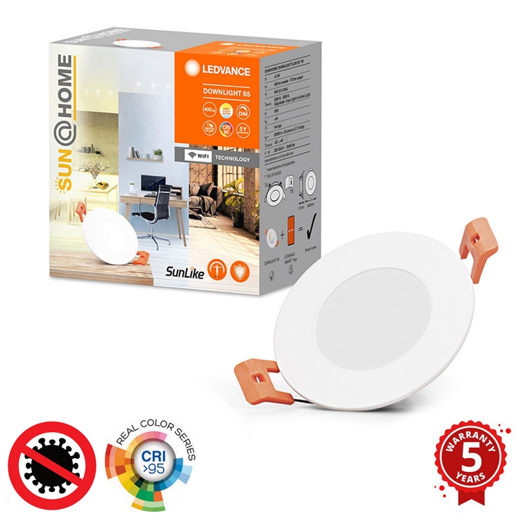 Ledvance - Lámpara empotrable LED regulable SUN@HOME LED/4,5W/230V 2200-5000 CRI 95 Wi-Fi