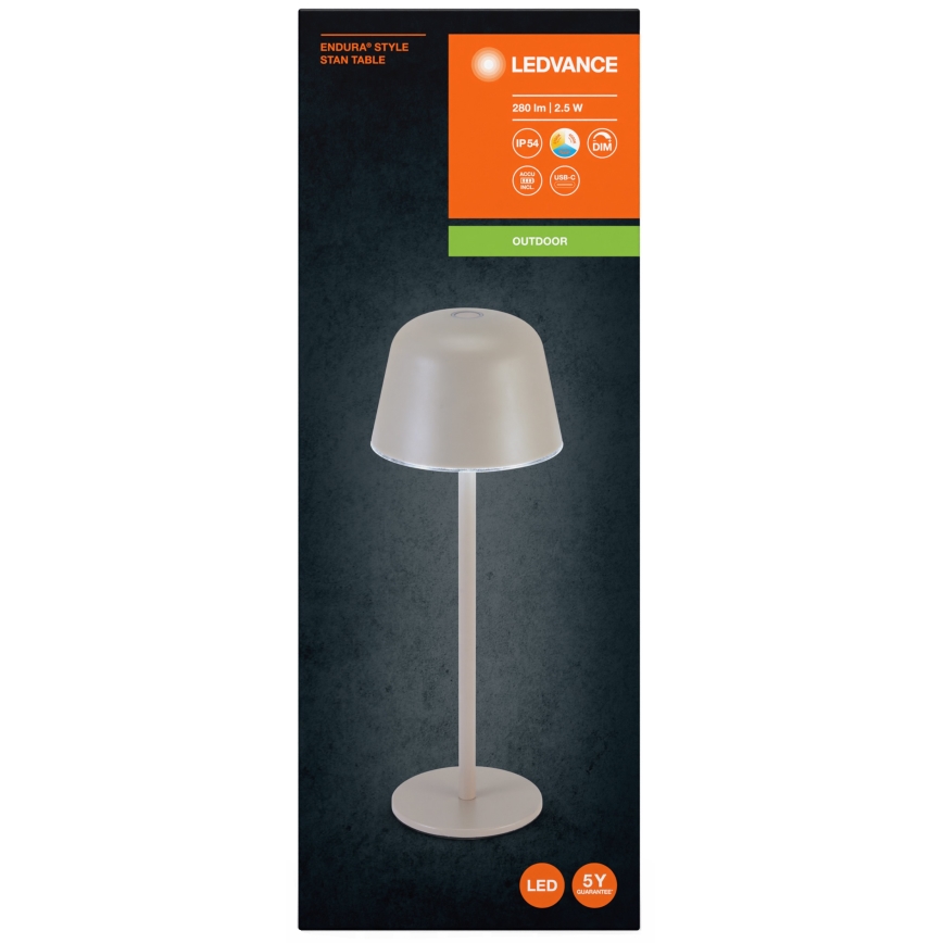 Ledvance - Lámpara LED de exterior recargable y regulable TABLE LED/2,5W/5V IP54 beige