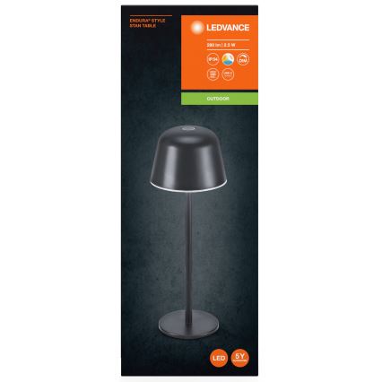 Ledvance - Lámpara LED de exterior recargable y regulable MESA LED/2,5W/5V IP54 negro