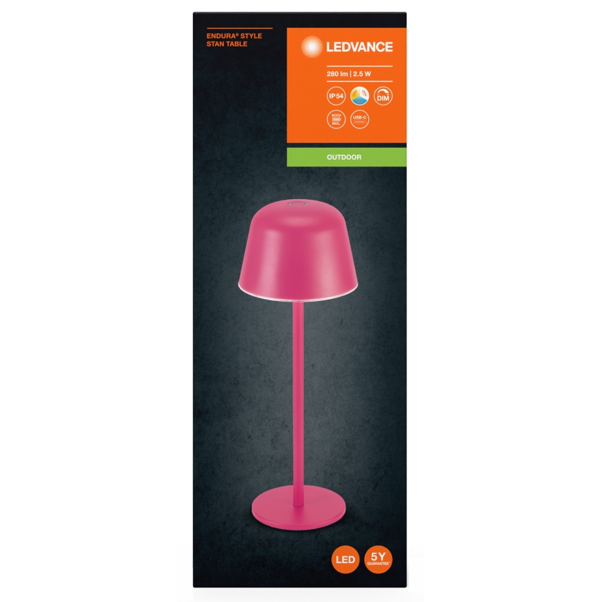 Ledvance - Lámpara LED de exterior recargable y regulable TABLE LED/2,5W/5V IP54 rojo