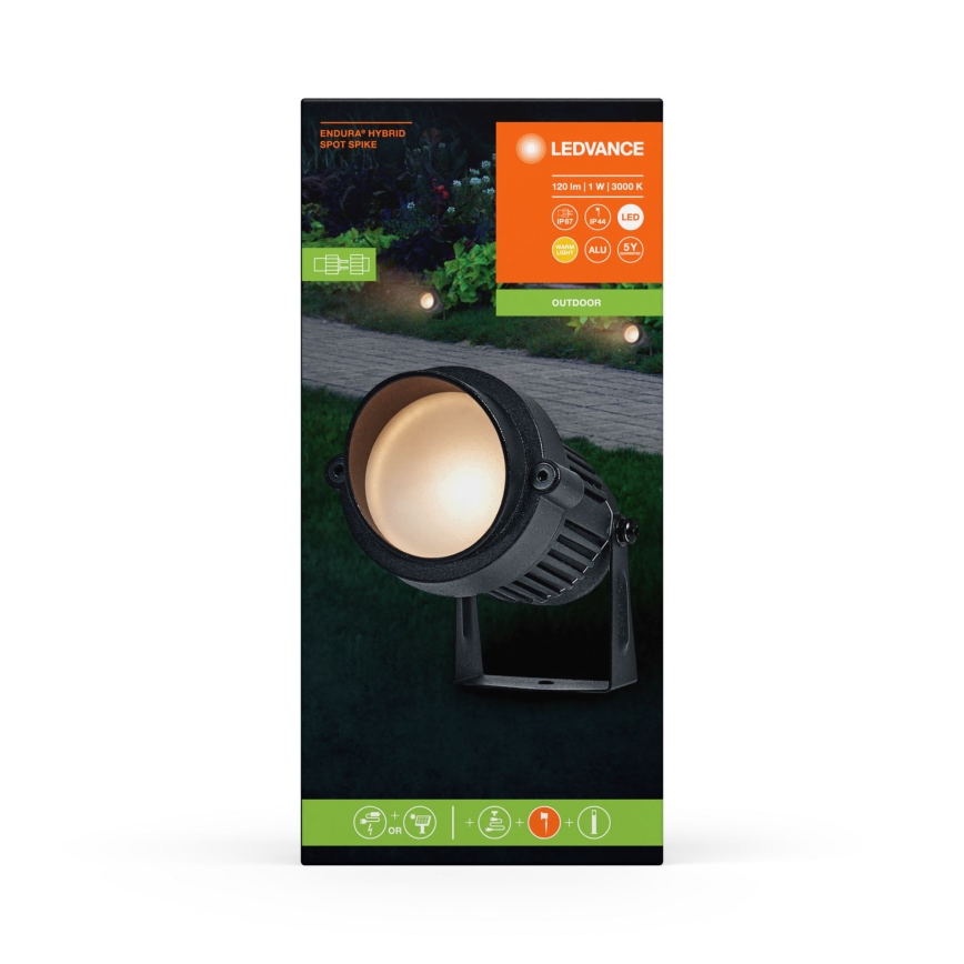 Ledvance - Lámpara LED de exterior ENDURA HYBRID SPOT SPIKE LED/1W/12V IP44