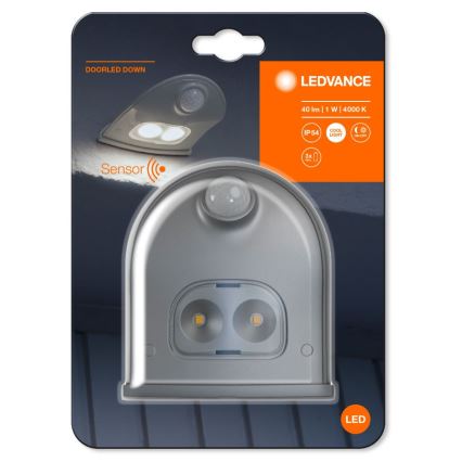 Ledvance - Lámpara de pared LED para exterior con sensor DOORLED LED/1W/3xAA IP54