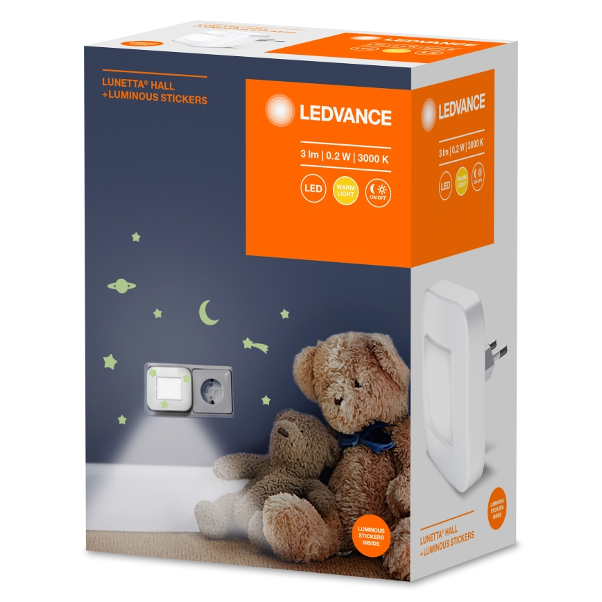 Ledvance - Lámpara LED nocturna con sensor LUNETTA LED/0,2W/230V