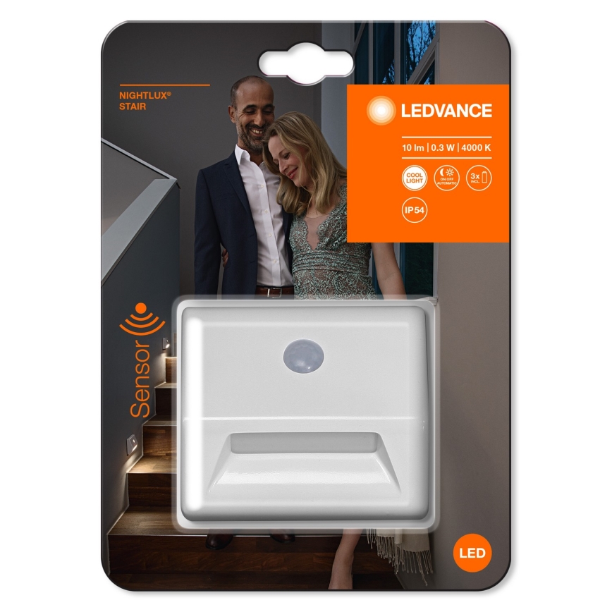 Ledvance - Lámpara LED para escaleras con sensor NIGHTLUX LED/0,25W/3xAAA IP54