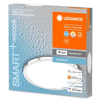 Ledvance - Lámpara de baño regulable SMART+ DISC LED/18W/230V 3000-6500K Wi-Fi IP44