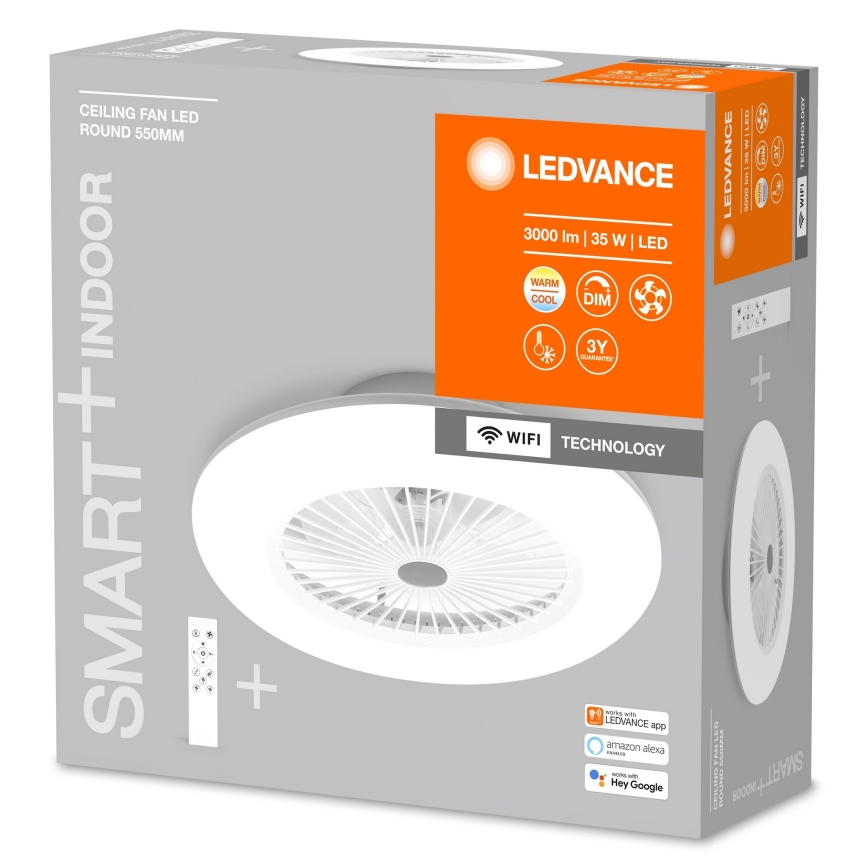 Ledvance - Plafón LED regulable con ventilador SMART+ LED/35W/230V Wi-Fi 3000-6500K + mando a distancia