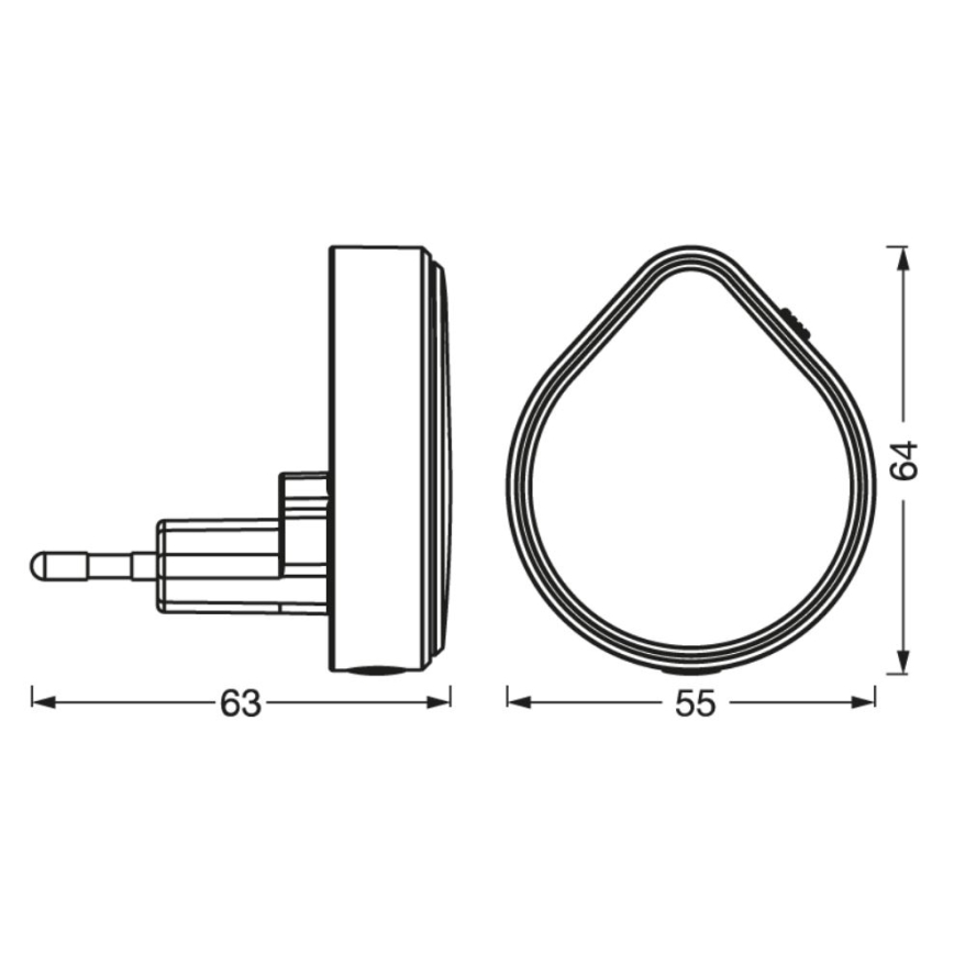 Ledvance - Lámpara orientativa LED regulable para enchufe LUNETTA LED/0,5W/230V