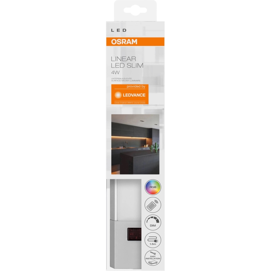 Ledvance - Lámpara LED RGB regulable para debajo de muebles SLIM LED/4W/230V + mando a distancia