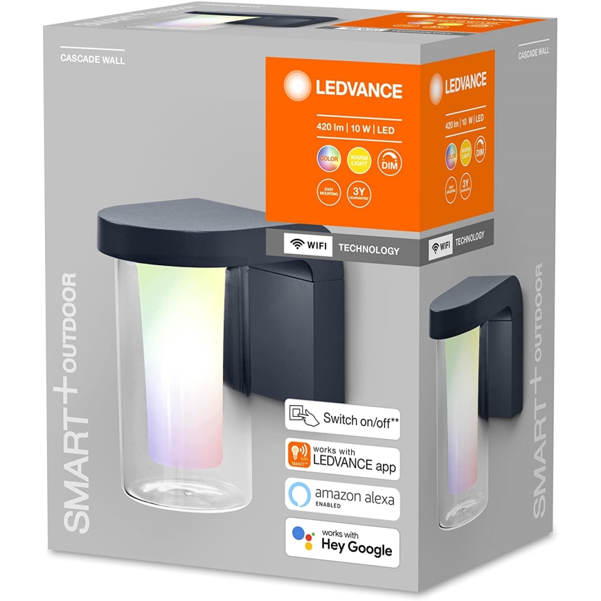 Ledvance - Aplique LED RGBW regulable para exteriores SMART+ CASCADE LED/10W/230V Wi-Fi IP44