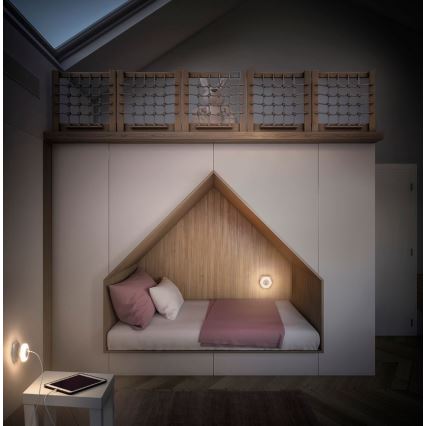 Ledvance - Lámpara nocturna LED con enchufe con USB LUNETTA LED/15W/230V