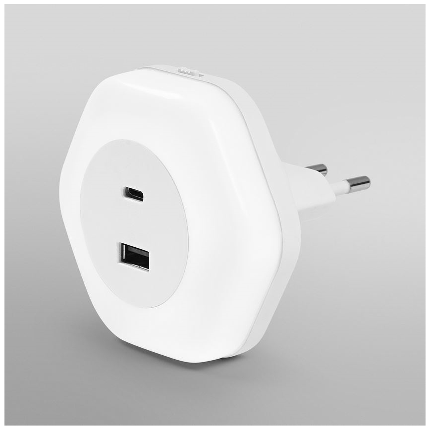 Ledvance - Lámpara nocturna LED con enchufe con USB LUNETTA LED/15W/230V