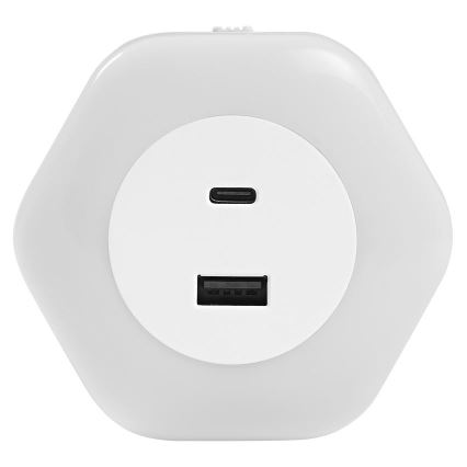 Ledvance - Lámpara nocturna LED con enchufe con USB LUNETTA LED/15W/230V