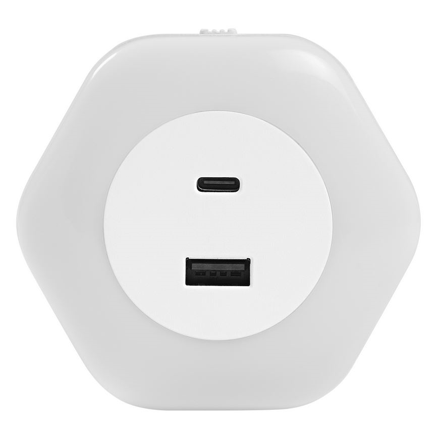 Ledvance - Lámpara nocturna LED con enchufe con USB LUNETTA LED/15W/230V