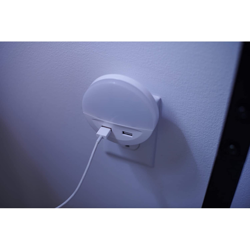 Ledvance - Lámpara nocturna LED en la toma con sensor LUNETTA 2xUSB LED/13W/230V