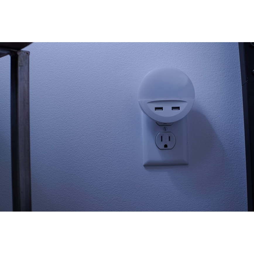Ledvance - Lámpara nocturna LED en la toma con sensor LUNETTA 2xUSB LED/13W/230V