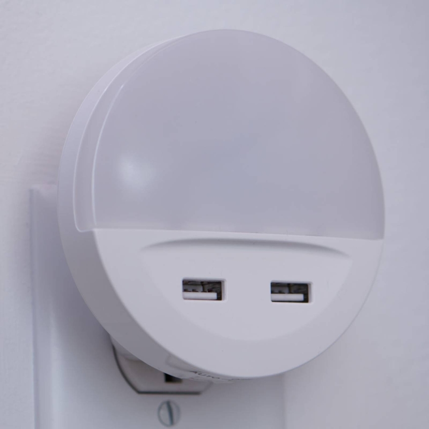 Ledvance - Lámpara nocturna LED en la toma con sensor LUNETTA 2xUSB LED/13W/230V