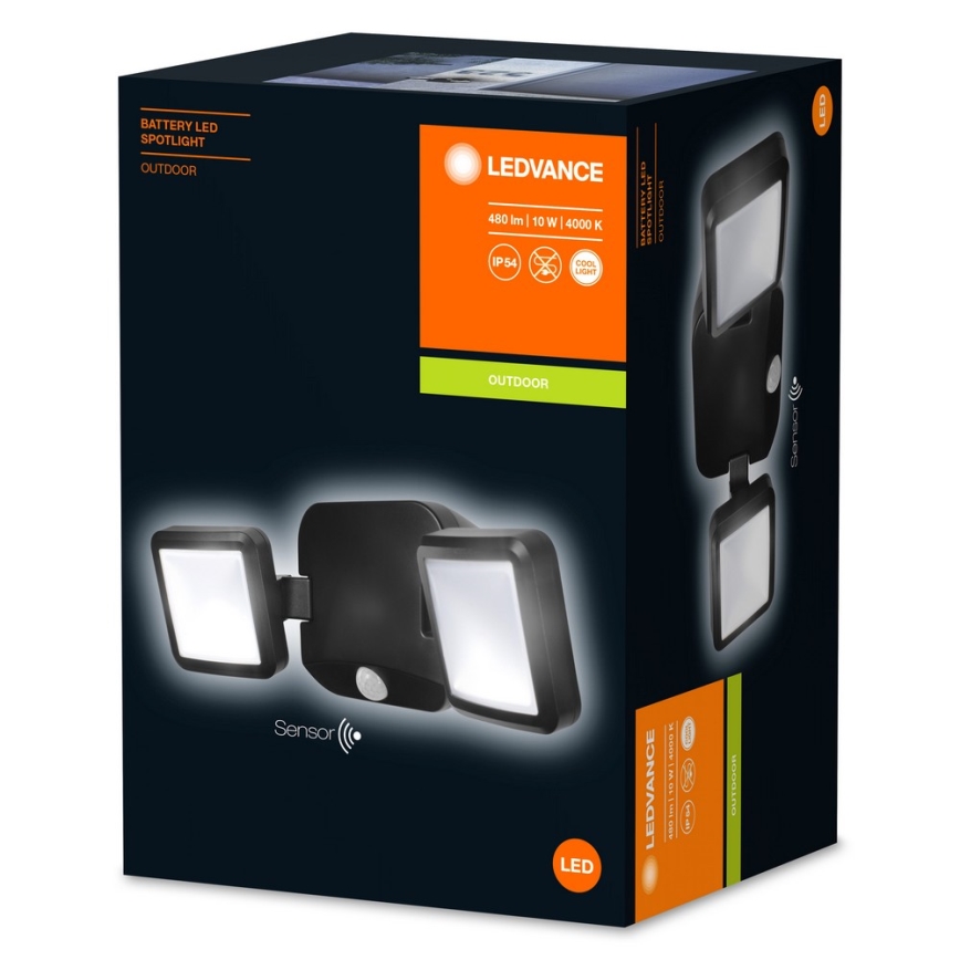 Ledvance - LED Aplique para exterior con sensor BATTERY 2xLED/10W/4xD IP54