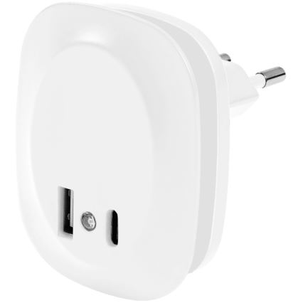Ledvance - LED Lámpara nocturna para enchufe con sensor y USB LUNETTA LED/12,5W/230V 3000K blanco