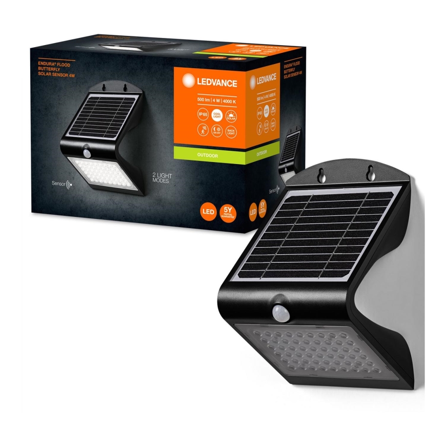 Ledvance - LED Luz solar de pared con sensor de movimiento y crepuscular MARIPOSA LED/4W/3,7V 2000 mAh IP65