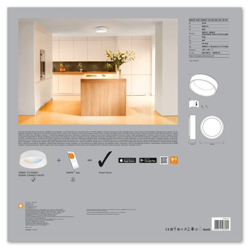 Ledvance - LED Plafón regulable SMART+ CYLINDER LED/24W/230V 3000K-6500K Wi-Fi
