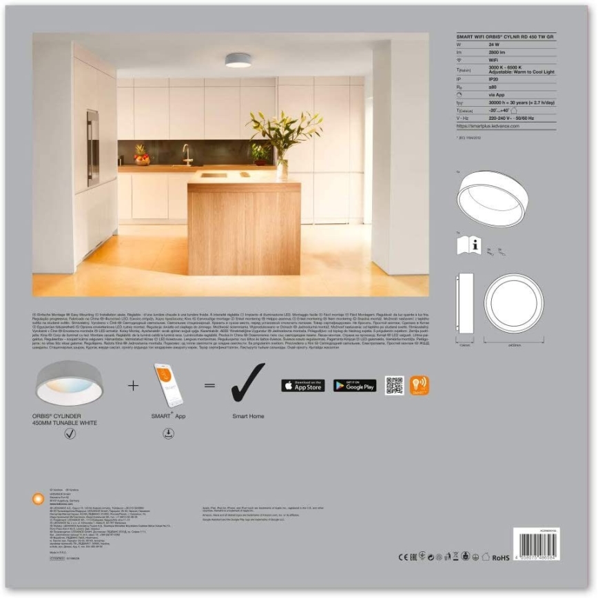 Ledvance - LED Plafón regulable SMART+ CYLINDER LED/24W/230V 3000K-6500K Wi-Fi