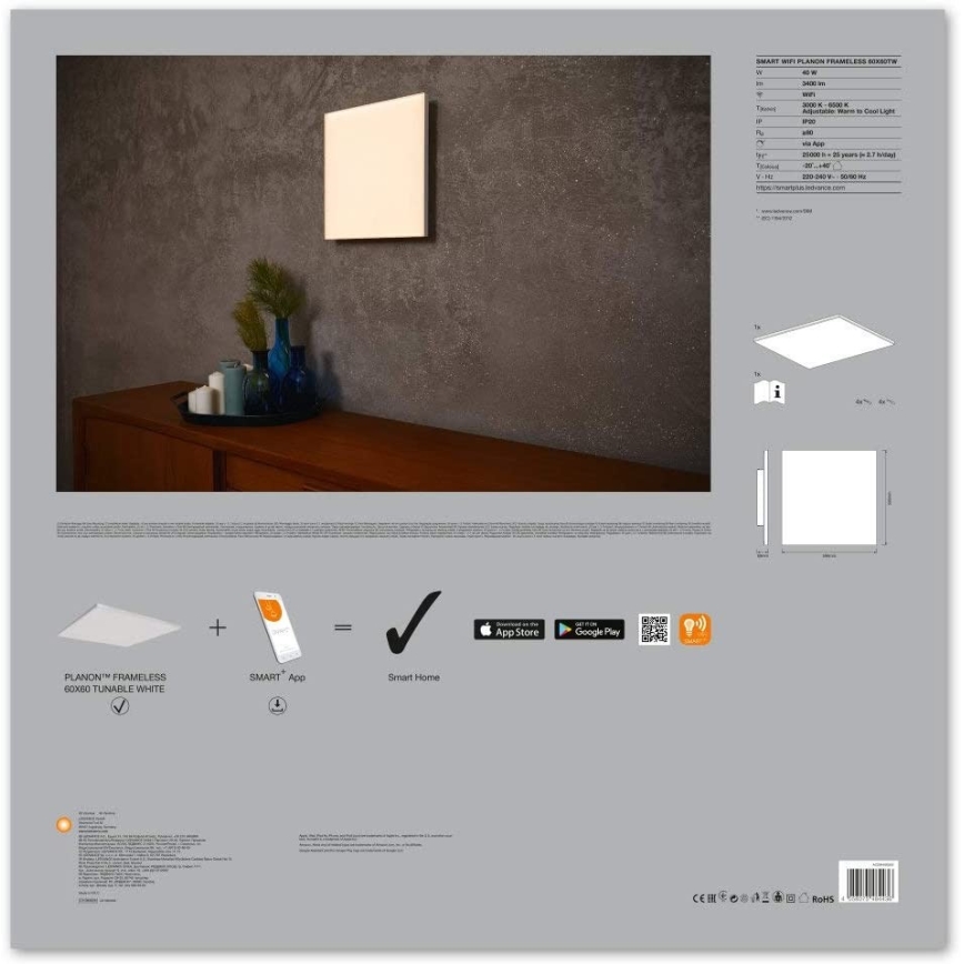 Ledvance - LED Plafón regulable SMART+ FRAMELESS LED/40W/230V 3000K-6500K Wi-Fi