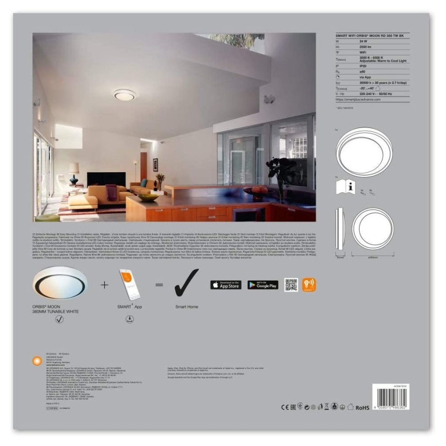 Ledvance - LED Plafón regulable SMART+ MOON LED/24W/230V 3000K-6500K Wi-Fi