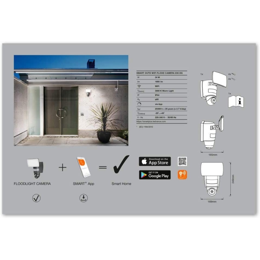 Ledvance - LED Reflector con cámara y sensor SMART+ LED/24W/230V IP44 Wi-Fi