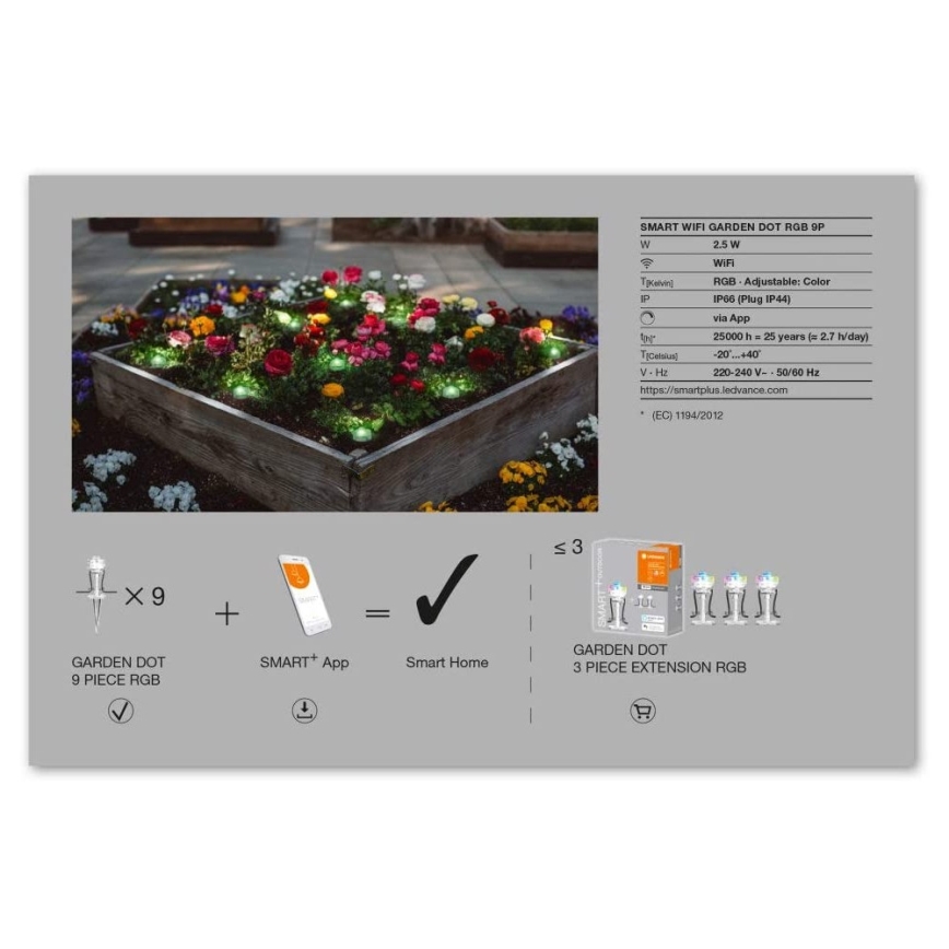 Ledvance - LED RGB Set de extensión exterior SMART+ DOT 9xLED/2,5W/230V IP65 Wi-Fi