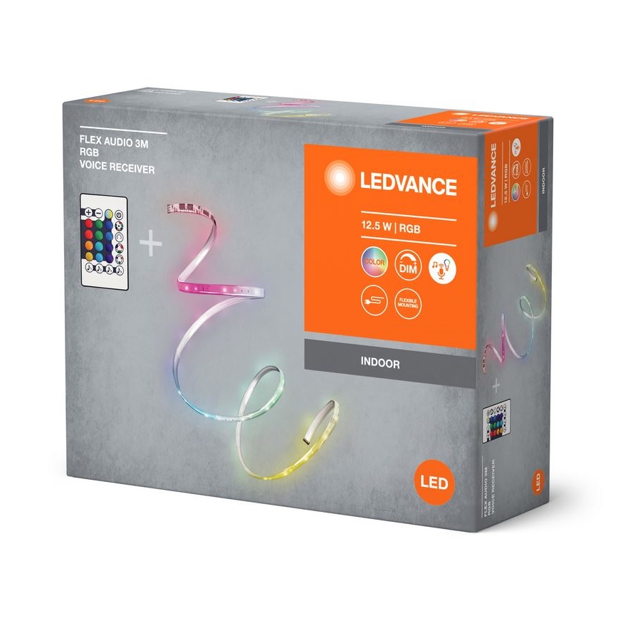 Ledvance - LED RGB Tira regulable FLEX AUDIO 3m LED/12,5W/230V + control remoto