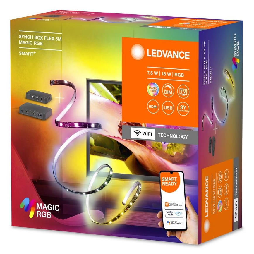 Ledvance - LED RGB Tira regulable para TV SYNCH BOX FLEX SMART+ MAGIC 4,5m LED/18W/230V Wi-Fi