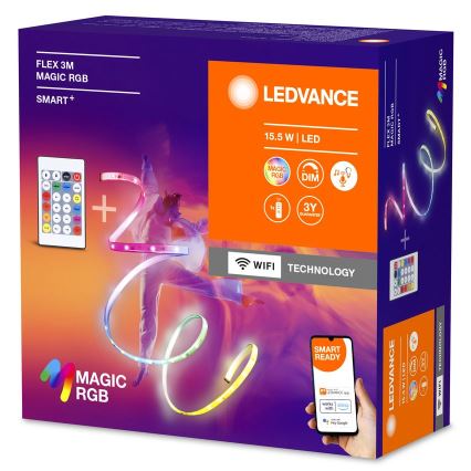 Ledvance - LED RGB Tira regulable SMART+ MAGIC FLEX 3m LED/15,5W/230V Wi-Fi + control remoto