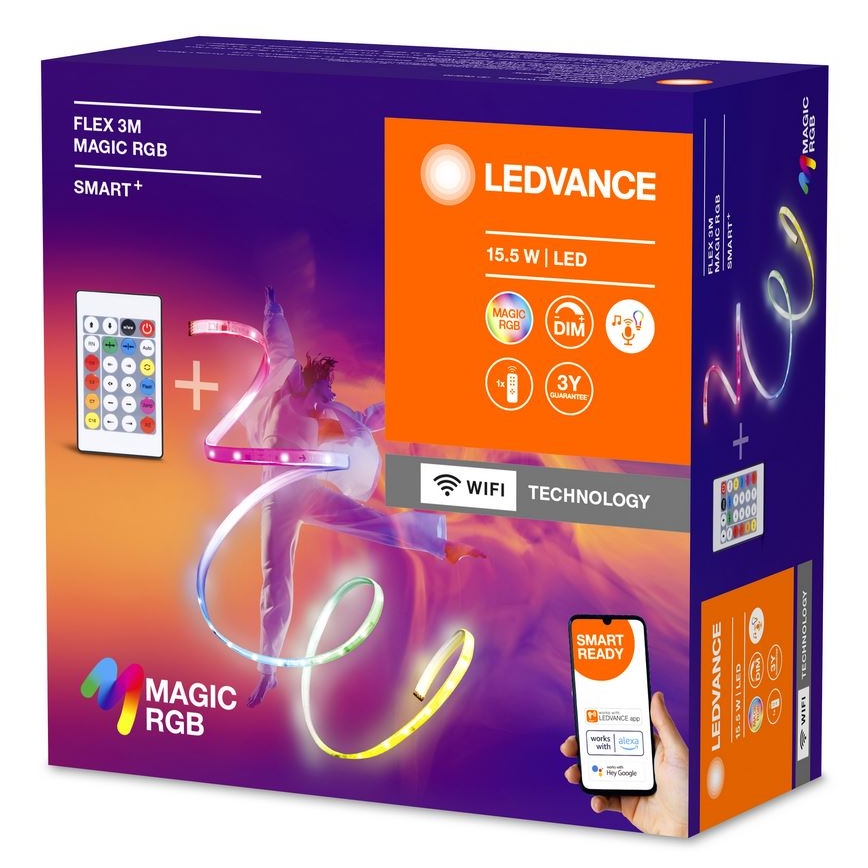 Ledvance - LED RGB Tira regulable SMART+ MAGIC FLEX 3m LED/15,5W/230V Wi-Fi + control remoto