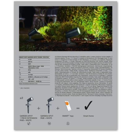 Ledvance - SET LED RGBW Lámpara exterior SMART+ SPOT LED/4,5W/230V IP65 Wi-Fi