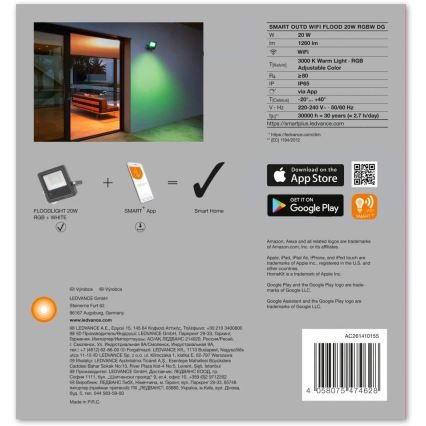 Ledvance - LED RGBW Reflector SMART+ FLOOD LED/20W/230V IP65 Wi-Fi
