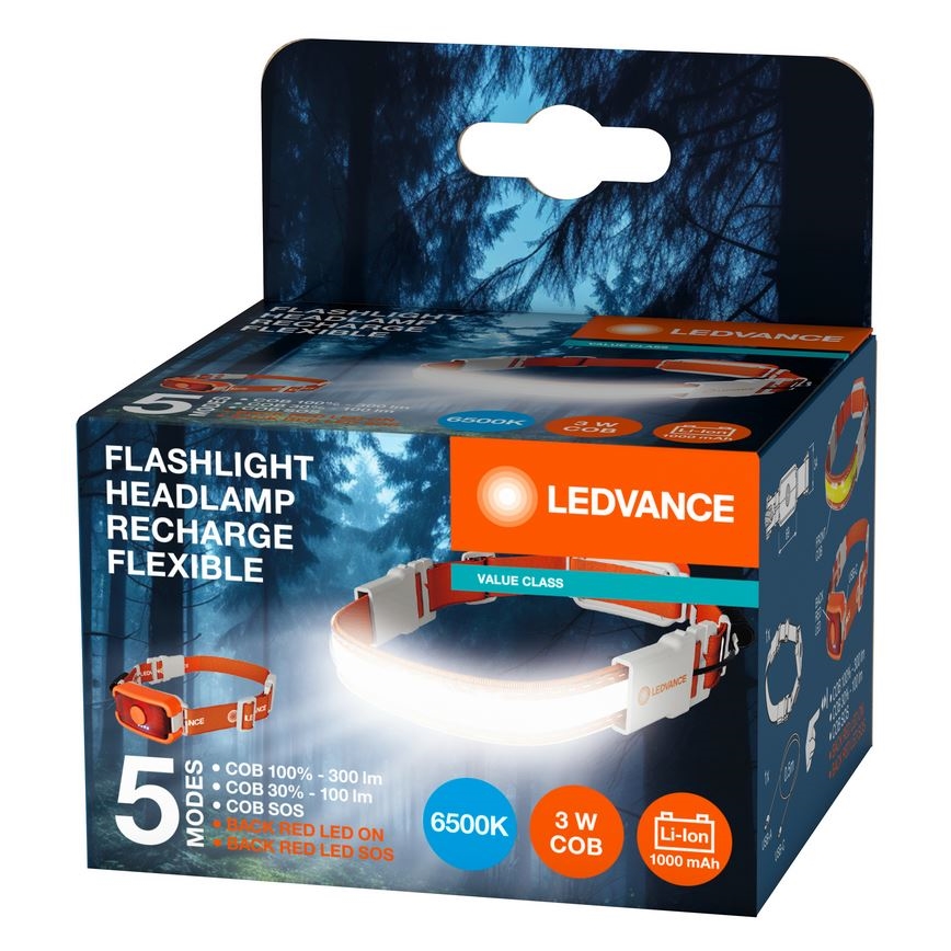 Ledvance - Linterna LED recargable FLASHLIGHT LED/3W/5V 1000 mAh