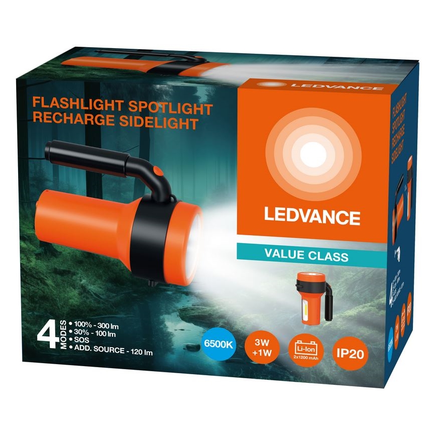 Ledvance - Linterna recargable LED con un power bank FLASHLIGHT LED/3W/5V 2400 mAh