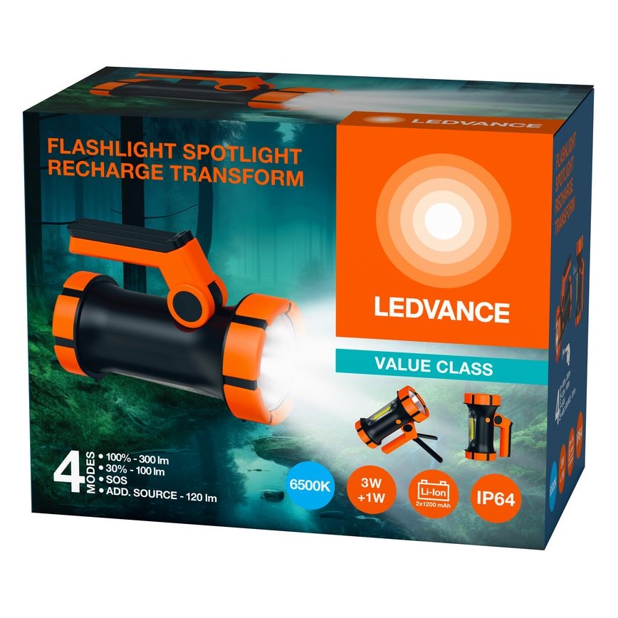 Ledvance - Linterna recargable LED con un power bank FLASHLIGHT LED/3W/5V IP64 2400 mAh