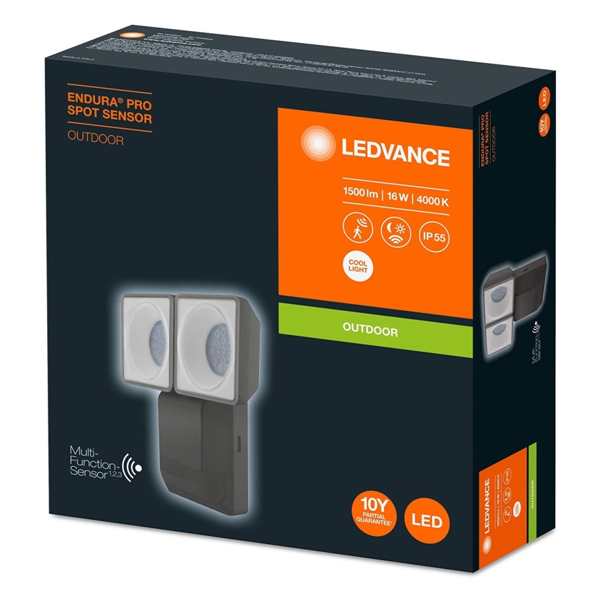 Ledvance - Luminaria de pared LED para exteriores con sensor SPOT 2xLED/8W/230V IP55