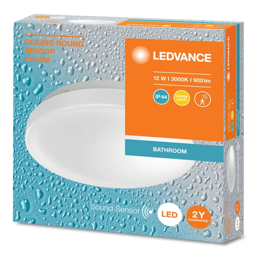 Ledvance - Luminaria LED de techo para baño con sensor crepuscular CEILING ROUND LED/12W/230V IP44