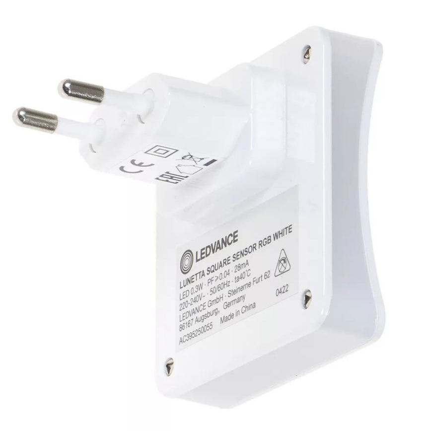 Ledvance - Lámpara orientativa LED RGB para enchufe con sensor LUNETTA LED/0,3W/230V