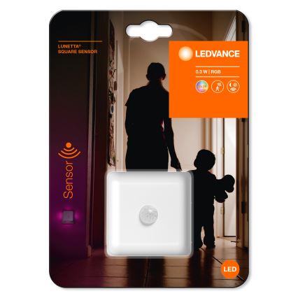 Ledvance - Lámpara orientativa LED RGB para enchufe con sensor LUNETTA LED/0,3W/230V