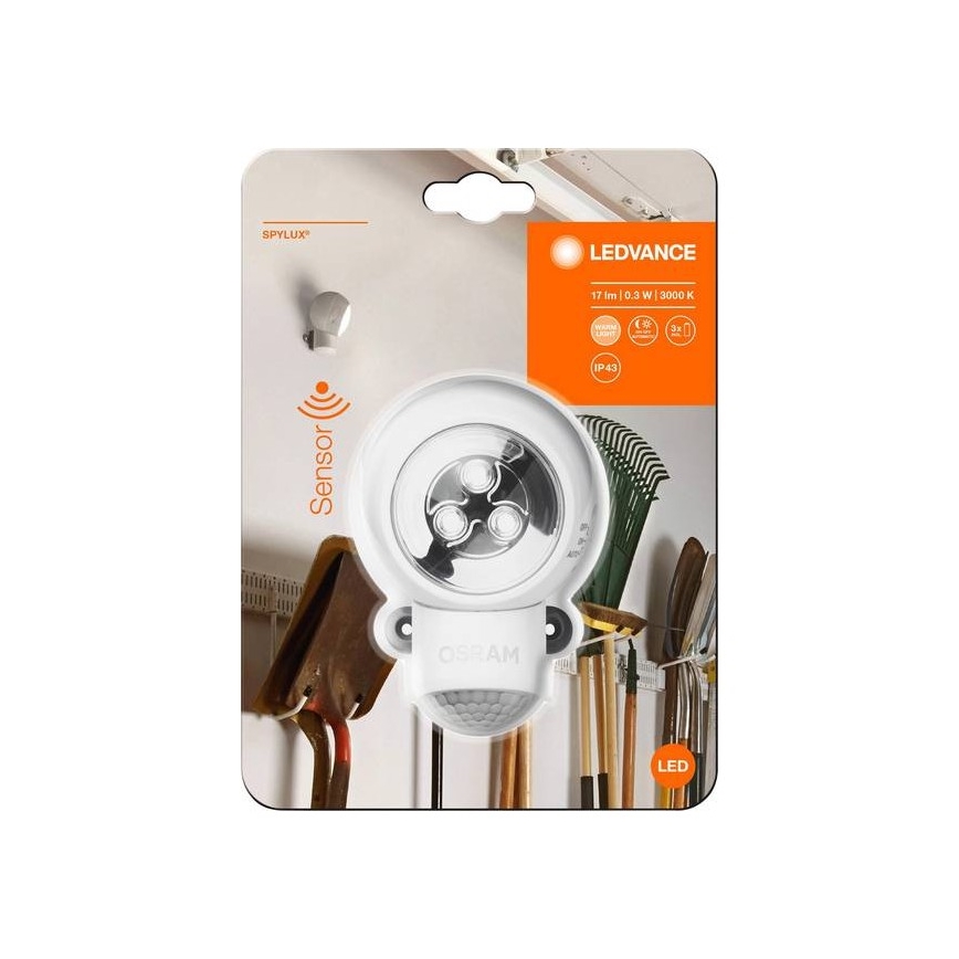 Ledvance - Luz de orientación exterior LED con sensor SPYLUX LED/0,3W/3xAA IP43