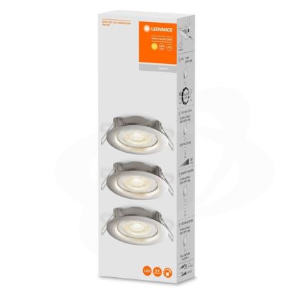 Ledvance - Pack de 3 luminarias empotradas de techo LED regulables SIMPLE LED/4,9W/230V